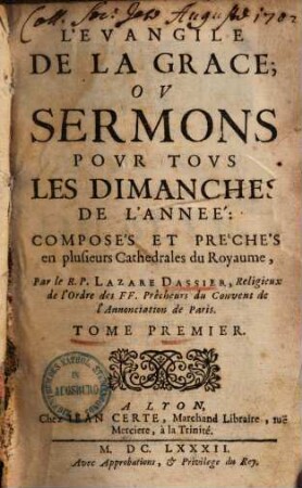 L' evangile de la grace; ou sermons pour tous les dimanches de l'année, 1