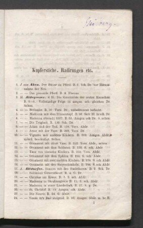 Kupferstiche. Radirungen etc