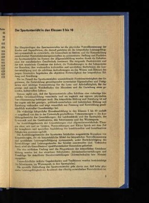 Der Sportunterricht in den Klassen 5 bis 10