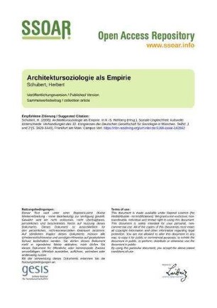 Architektursoziologie als Empirie