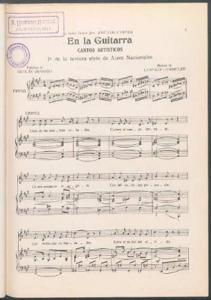 En la guitara : Cantos artísticos ; 1ª de la tercera série de Aires Nacionales