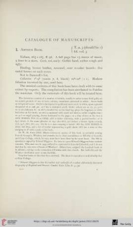 Catalogue of manuscripts