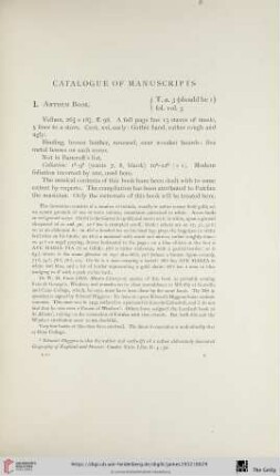 Catalogue of manuscripts
