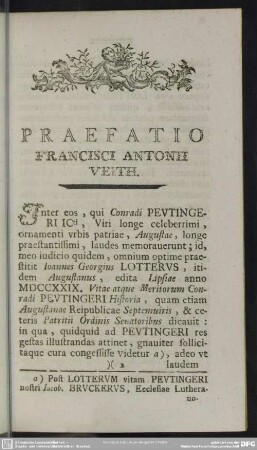 Praefatio Francisci Antonii Veith