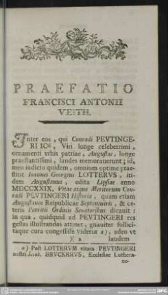 Praefatio Francisci Antonii Veith