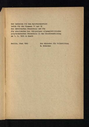 Der Lehrplan für ...