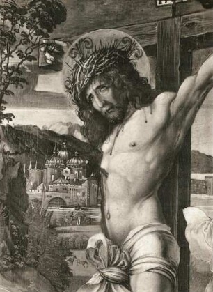 Christus am Kreuz : Christus am Kreuz (Ausschnitt) (1495/1496, A. Dürer; Fichtenholz; 63,5 x 45,5 cm; Staatliche Kunstsammlungen Dresden (SKD))
