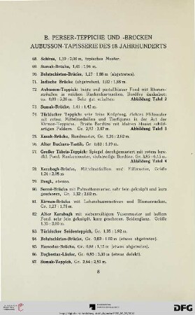 B. Perser-Teppiche und –Brücken Aubusson-Tapisserie des 18. Jahrhunderts (Nr. 68-100)