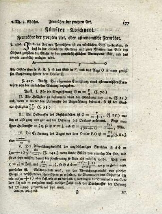 V. Abschnitt. Fernrohre der zweyten Art, oder astronomische Fernrohre