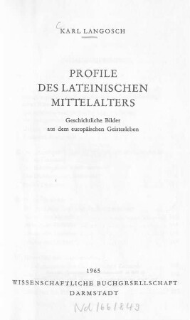 Profile des lateinischen Mittelalters : geschichtliche Bilder aus dem europäischen Geistesleben