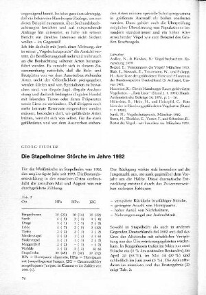 Die Stapelholmer Störche im Jahre 1982