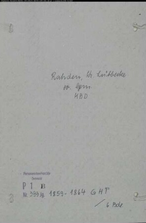 Kirchenbuchduplikat der evangelischen Gemeinde Rahden, Kreis Lübbecke (GHT 1859-1864) (Gemeinde: Evangelische Gemeinde Rahden)