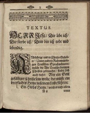 "Textus" und Beginn der Leichenpredigt
