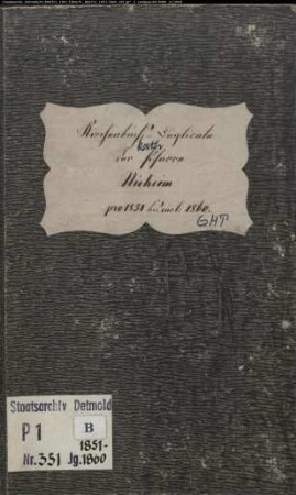 Kirchenbuchduplikat der katholischen Gemeinde Nieheim, Kreis Höxter (GHT 1851-1860) (Gemeinde: Katholische Gemeinde Nieheim)