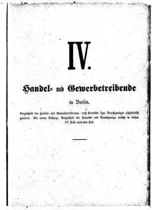 Handel- und Gewerbetreibende in Berlin, nach Erwerbs= bezw. Berufszweigen alphabetisch geordnet