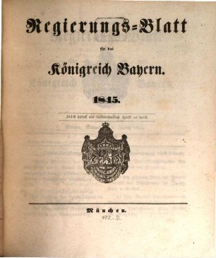 Regierungsblatt für das Königreich Bayern. 1845