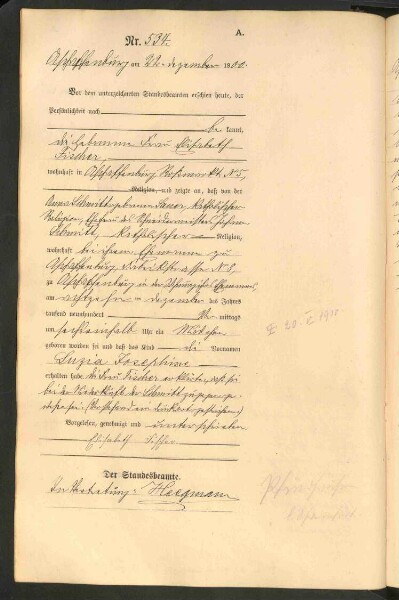 Standesamtsbuch der Stadt Aschaffenburg: Geburten 365/1900 - 184/1901