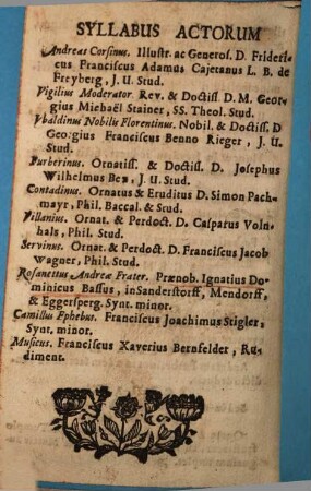 Andreas Corsinus : In Scenam datus, cum Dom Joannes Albertus Leiner ... praefectus Maioris Congregationis Academiae B. V. Mariae ... promulgaretur Ingolstadii 1700