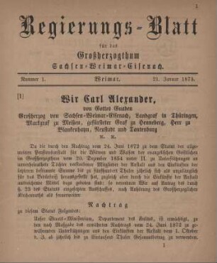Nr. 1 : 21. Januar 1873
