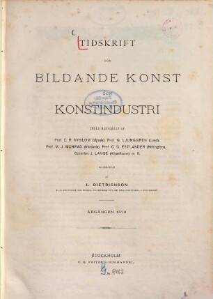 Tidskrift för bildande konst och konstindustri. 1875