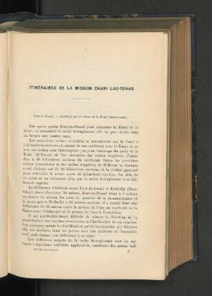 Itineraires de la mission chari Lac-Tchad
