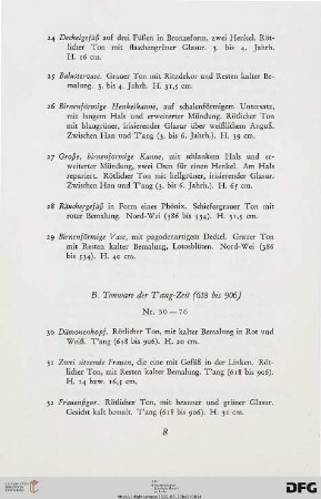 Tonware der T’ang-Zeit (Nr. 30-76)