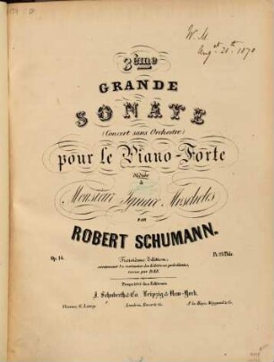 3ème grande sonate pour le piano-forte : (concert sans orchestre) ; op. 14