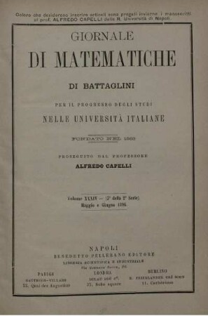 Volume XXXIV - Maggio e Giugno 1896.