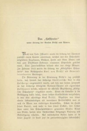 Das "Hoftheater" unter Leitung der Grafen Brühl und Redern