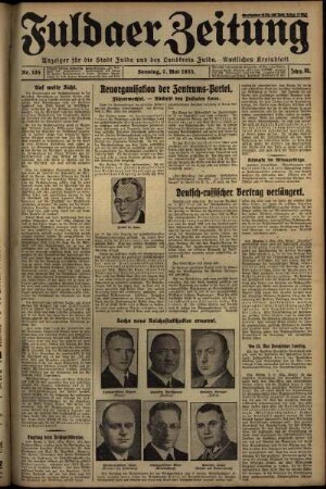 Erste Ausgabe vom Sonntag, den 07. Mai 1933.