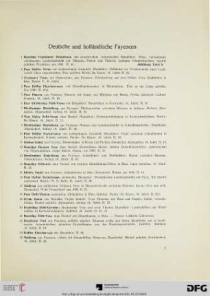 Deutsche und holländische Fayencen (Nr. 1-113)
