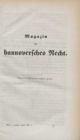 Dritten Bandes erstes Heft