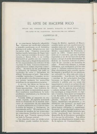 El arte de hacerse rico. (Continuación) : Capítulo II. Estado del comercio en Europa durante la Edad Media. Del libro de Mr. Hardwicke. Traducido por una señorita.