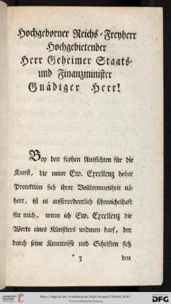 Hochgeborner Reichs-Freyherr Hochgebietender Herr Geheimer Staats- und Finanzminister, Gnädiger Herr!