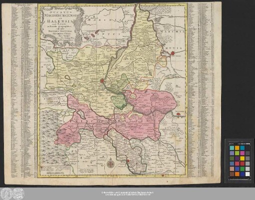 Ducatus Magdeburgensis Et Halensis cum finitimis Delineatio geographica