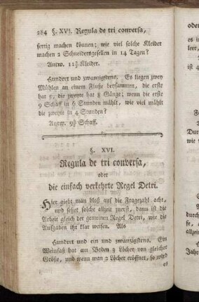 §. XVI. Regula de tri conversa, oder die einfach verkehrte Regel Detri.
