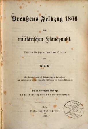 Preußens Feldzug 1866 vom militärischen Standpunkt