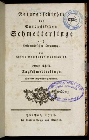 Theil 1: Naturgeschichte der Europäischen Schmetterlinge nach systematischer Ordnung,. Erster Theil