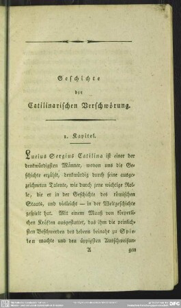 1. Kapitel. [Charakter des Catilina]