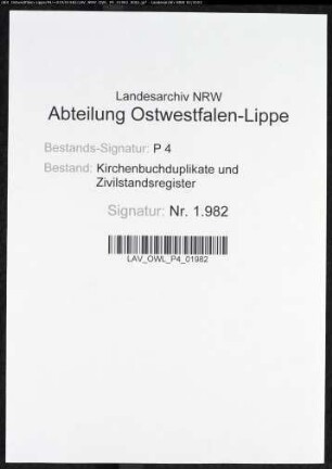 Zivilstandsregister der Stadt Lippstadt (G 1812). (Gemeinde: Lippstadt, Kreis Lippstadt)
