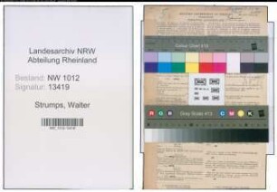 Entnazifizierung Walter Strumps , geb. 10.05.1912 (Pastor)