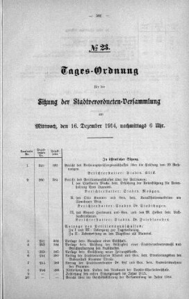 Tages-Ordnung No. 23. (249-260), 16. Dezember 1914