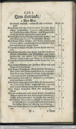Cap. I. Vom Geträncke
