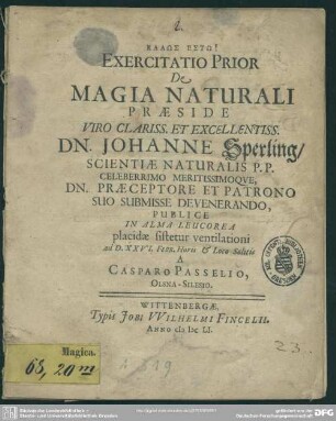 1: Exercitatio ... de magia naturali