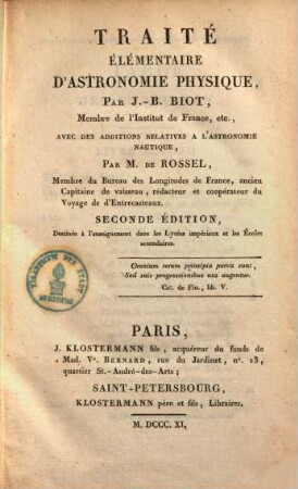 Traité élémentaire d'astronomie physique, 2