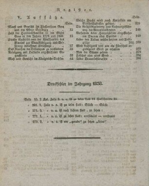 Druckfehler im Jahrgang 1838