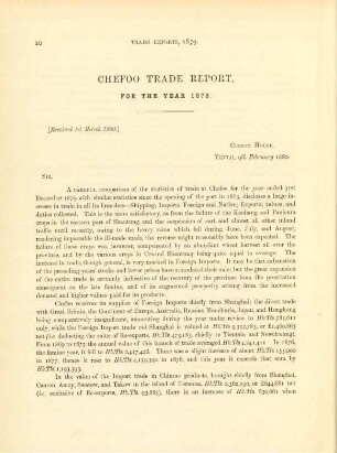 Chefoo trade report