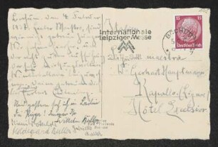 Brief von Herbert Eulenberg, Wilhelm Buller, Gabrielle Krause, Hildegard Buller und Unbekannt an Gerhart Hauptmann
