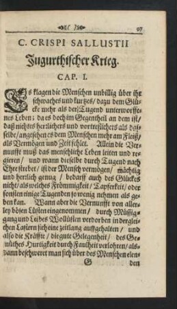 C. Crispi Sallustii Jugurthischer Krieg.