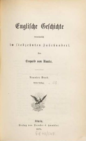 Leopold von Ranke's sämmtliche Werke, 22. Englische Geschichte vornehmlich im siebzehnten Jahrhundert ; 9